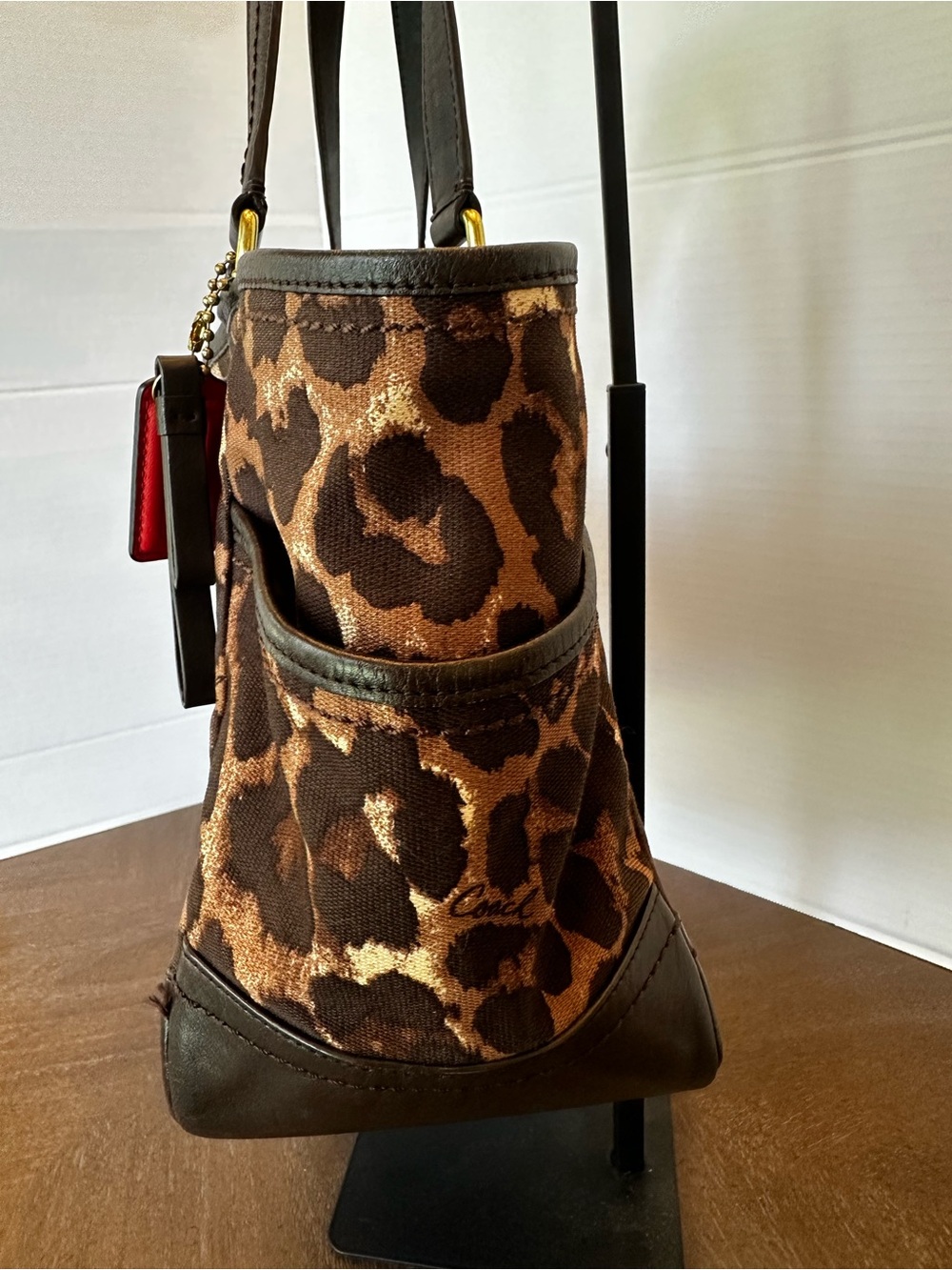 Coach Park Ocelot Leopard Print Carrie Tote w/Red Hangtag - Picture 5 of 16